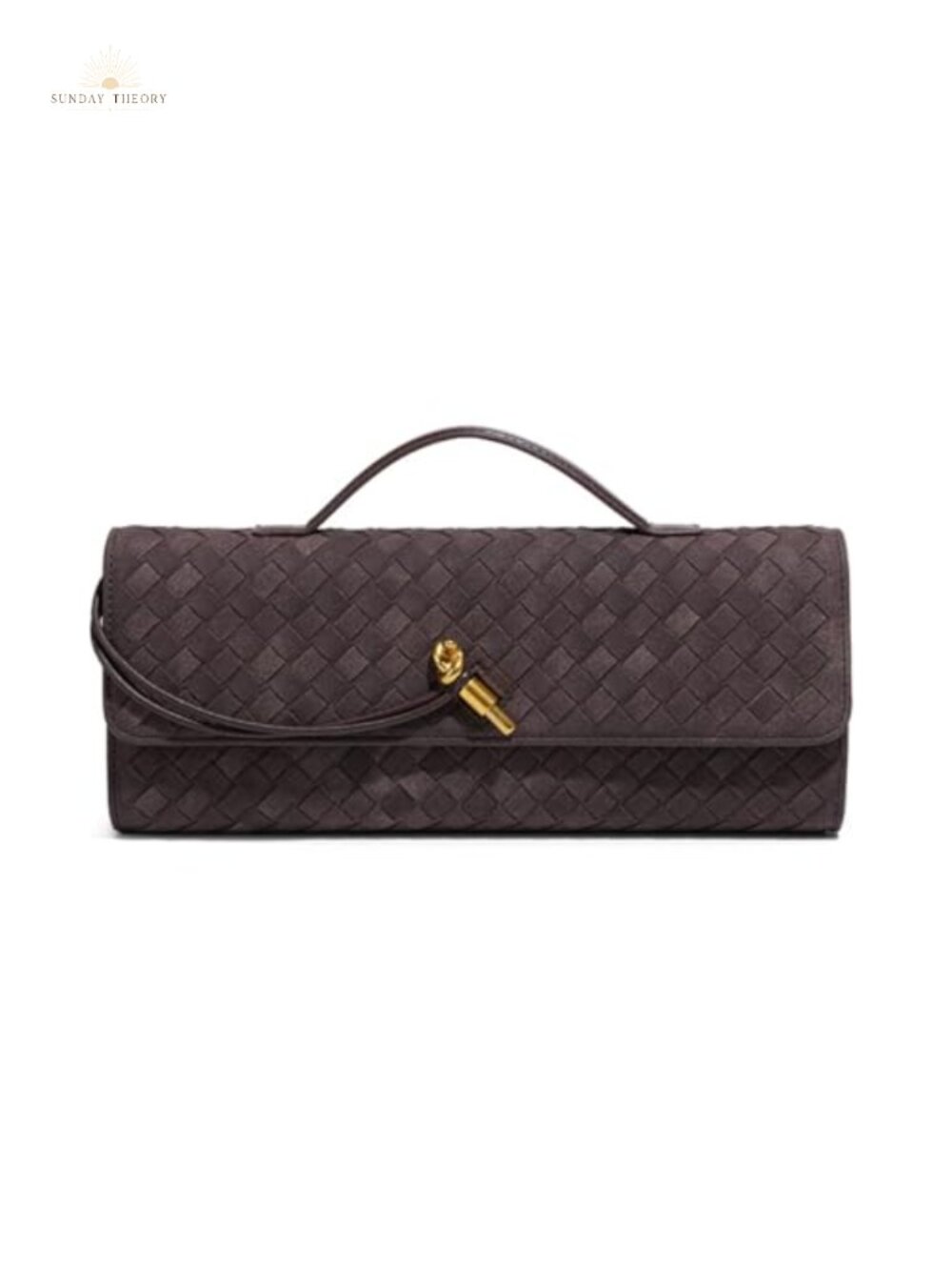 Suede Woven Evening Clutch Crossbody Bag with Metal Buckle